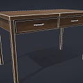 Simple Solid Wooden Desk With Two Drawers And Sturdy Structure Design 3d model