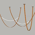 Modern Stylish Chandelier With Curved Leather Strips And LED Light Bands For Interior Design