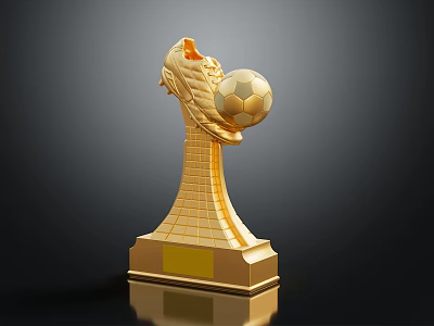 Golden Decorative Household Trophy With Dragon Head Soccer Ball And Base Plate 3d model