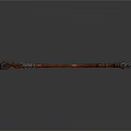 Ancient Long Handled Weapon With Carved Patterns And Metal Decorated Ends 3d model