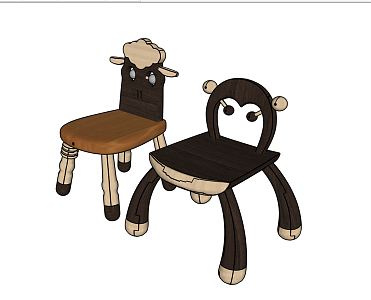 Modern Child Chair Monkey Sheep Child Seat 3d model