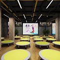 Modern Fitness Studio With Yoga Mats Colored Exercise Balls And Wooden Floor