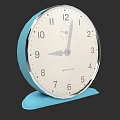 Blue Cased Alarm Clock With White Dial Black Numbers Gray Hands And Meteor Logo