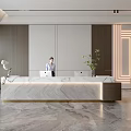 Company Front Desk Background Wall Reception Area Bar Desk Reception Desk Lobby Simple Lobby 3d model