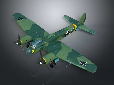 Vintage WWII German Military Aircraft Model With Green Camouflage And Black Cross 3d model