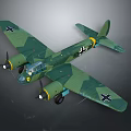 Vintage WWII German Military Aircraft Model With Green Camouflage And Black Cross