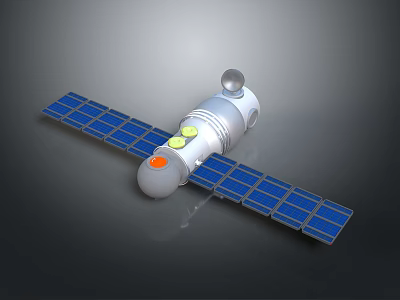 Advanced Satellite Equipment Featuring Blue Solar Panels And Silver Body Module 3d model