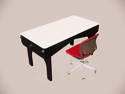 Modular desk with glass table top 3d model