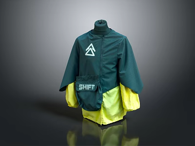 Green And Yellow Jacket With Triangle Logo And SHIFT Text Design 3d model