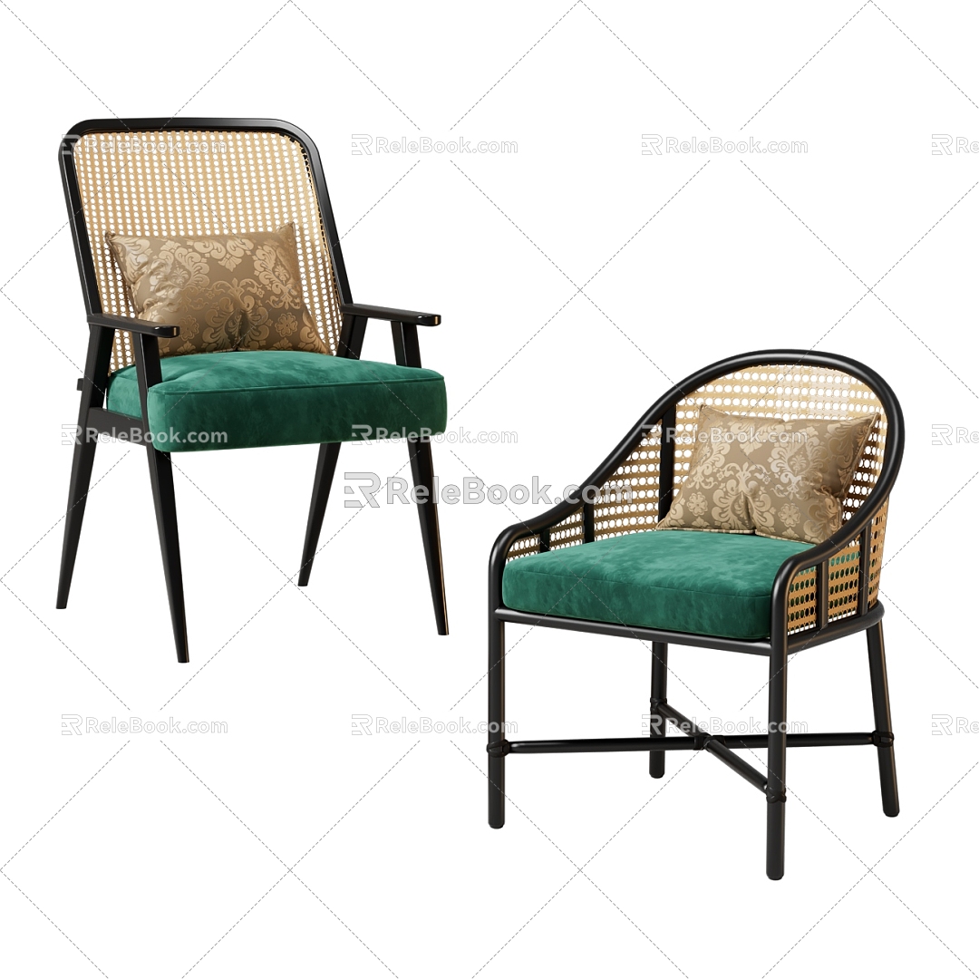 New Chinese Style Leisure Chair Antique Rattan Chair Seat American Chair model