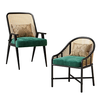 New Chinese Style Leisure Chair Antique Rattan Chair Seat American Chair 3d model