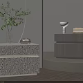 Elegant Modern Bedside Tables Interior Decor With Potted Plant Books And Lamp