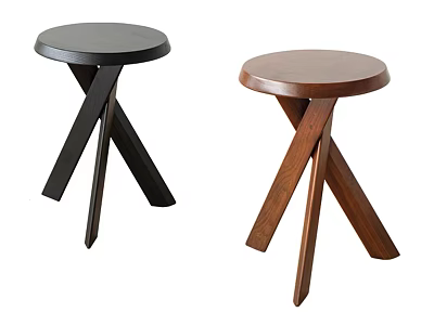 Two Modern Black And Brown Side Tables With Round Tabletop And Crossed Legs 3d model