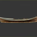 Vintage Wooden Boat Featuring Long Hull Brown Orange Wood Grain Design
