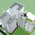 Modern High Rise Residential Buildings With Green Spaces And Contemporary Design