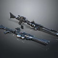 Tactical Sniper Rifles With Scopes Barrels And Modern Design On Dark Background