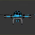 Futuristic Drone Model with Multiple Propellers Blue Glowing Strips and Hexagonal Main Body 3d model