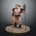 Mythical Minotaur Warrior 3D Model With Muscular Build Leather Belt And Battle Axe