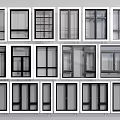 Various Window Styles Display With Different Frame Designs And Glass Types 3d model