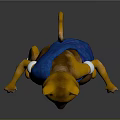 3D Yellow Animal Character With Blue Cape White Wristbands And Anklets Standing Pose