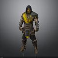 A Man In Warrior Outfit With Yellow Scarf Spiked Gauntlets And Leather Boots