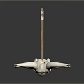 3D Anthropomorphic Creature Character With Large Ears Green Eyes Open Arms Brown White Standing Pose
