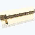 Light Colored Awning With Metal Frame On Building Side 3d model