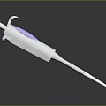 Modern White Laboratory Pipette With Transparent Tip Blue Accents On Black Reflective Surface