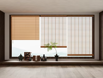 new bamboo curtain rolling curtain 3d model