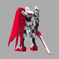 Smart Robot Mecha With White Body Red Wings And Yellow Horns Design