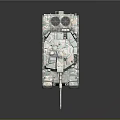 Modern Military Battle Tank With Camouflage Paint Main Gun Turret And Tracks