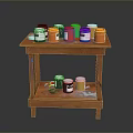 Modern Creative Studio With Colorful Paint Cans On Wooden Cart