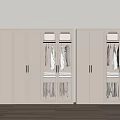 Modern White Wardrobe Design With Glass Doors And Metal Handles
