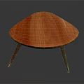 Stylish Triangular Wooden Coffee Table With Natural Grain Texture And Three Legs