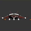 Sci Fi Red Aircraft Design With Detailed Wings And Orange Containers 3d model