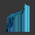 Blue 3D Terrain Model With Detailed Sculptural Surface And Digital Art Design