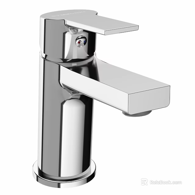 Modern Chrome Single Handle Faucet With Polished Finish And Sleek Design 3d model 