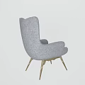 Modern Gray Fabric Lounge Chair With Wooden Legs And Comfortable Design
