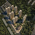 Detailed Aerial Planning of Modern High Rise Residential Complex with Green Areas and Road Network