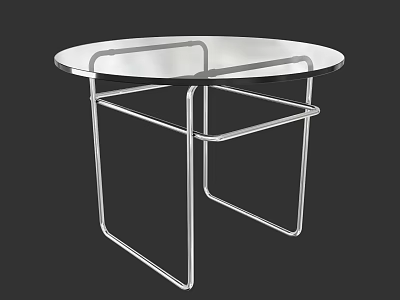 Modern Round Coffee Table With Silver Metal Frame And Glass Top 3d model