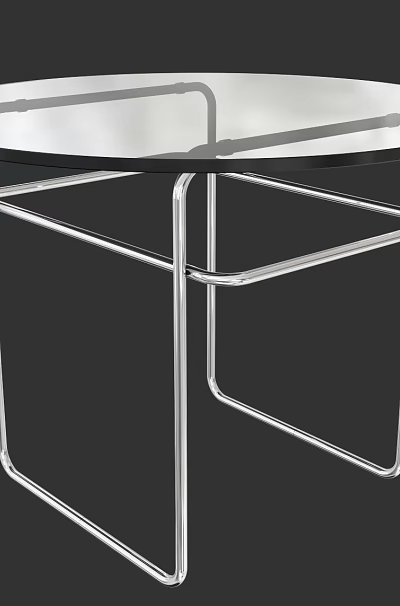 Modern Round Coffee Table With Silver Metal Frame And Glass Top 3d model