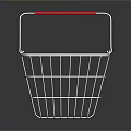 Sturdy Metal Wire Shopping Basket With Red Handle For Daily Grocery Use