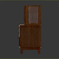 Pair Of Wooden Display Cabinets With Glass Doors And Drawer Storage