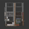 Multi Story Building Structure Model With Frame Modules And Staircase Elements