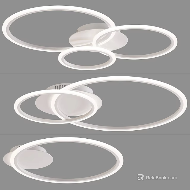 Modern Circular Ring Ceiling Lights With Sleek White Design For Contemporary Rooms 3d model 