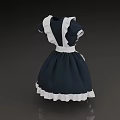 Navy Blue Maid Dress With White Apron Short Sleeves And Ruffled Hem Design