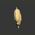 Traditional Chinese Golden Lock Shaped Pendant Accessory with Fu Character and Intricate Patterns