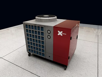 Red Gray Daily Use Electric Appliance With Round Top Cover Grill Panels And Wheels 3d model