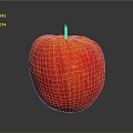 Shiny Red Apple With Yellow Spots And Brown Stem On Black Surface Gray Background