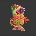 Colorful Decorative Fish Character With Dessert Toppings Including Strawberries Cream Stars And Candy Sticks